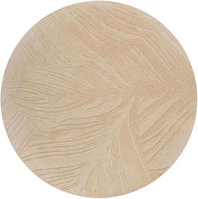 Flair Rugs Wollteppich Lino Leaf in Beige, rund, Ø 160 cm - Bild 1