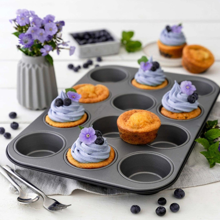 Zenker Muffinform Energy, 12er, Anthrazit/Silber, B: 38,5 cm, T: 26,5 cm, Antihaftbeschichtung - Bild 2