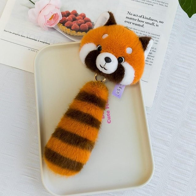 Plüsch Roter Panda Schlüsselanhänger, Waschbär Anhänger - Bild 1