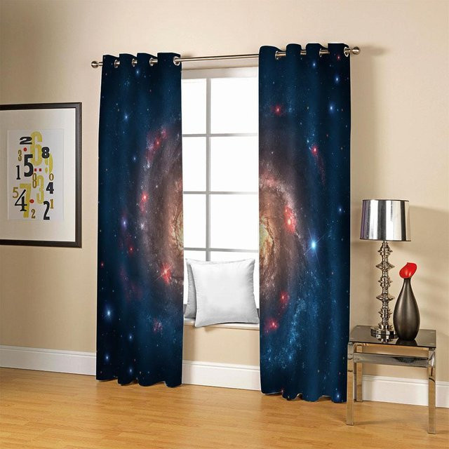 Yiran Furniture Sonnenschutz Vorhang Sternenhimmel Blau mit Ösen, Breite: 100 cm, Höhe: 130 cm - Bild 1