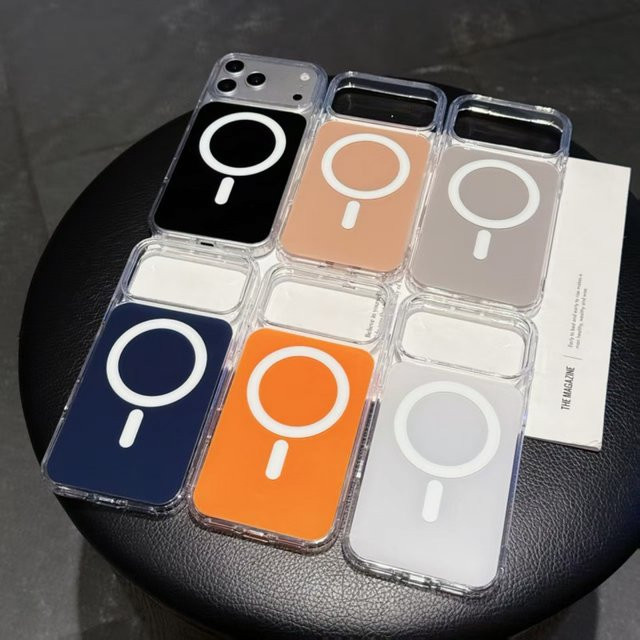 Eurynome Magnetische Hülle für iPhone 11 bis 17 Pro Max, Stoßfeste Transparente Acryl-Abdeckung mit Farbkontrast, Weiß - Bild 1