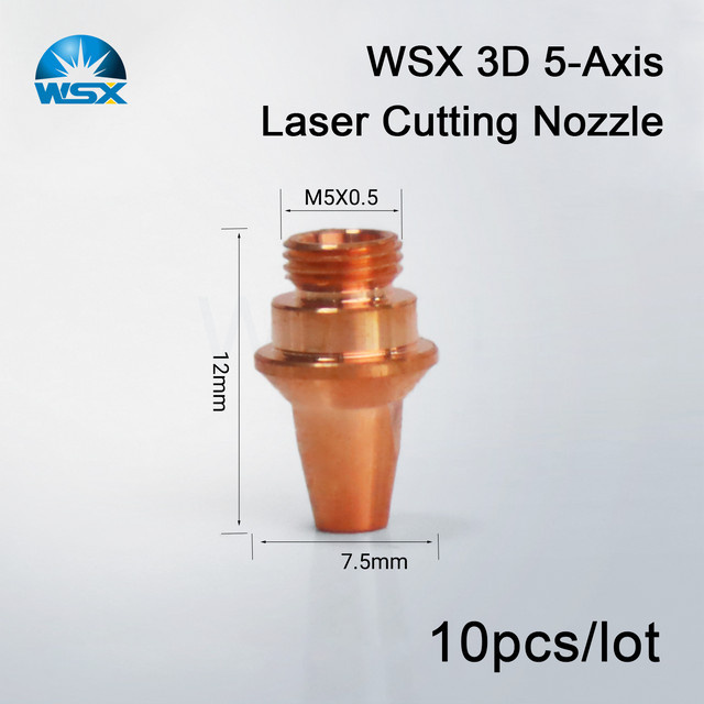 WSX KSA 3D 5-Achsen Laserschneiddüse Einlagige Düse M5-3D-TCT für WSX Faserschneidkopf WTC-02 mit Keramikring, Durchmesser: 7,5 mm, Höhe: 12,0 mm - Bild 1