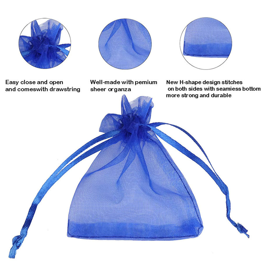 Bunte Organza-Geschenktüten mit Kordelzug für Partys, Hochzeiten und Schmuckverpackungen, Mehrfarbig - Bild 4