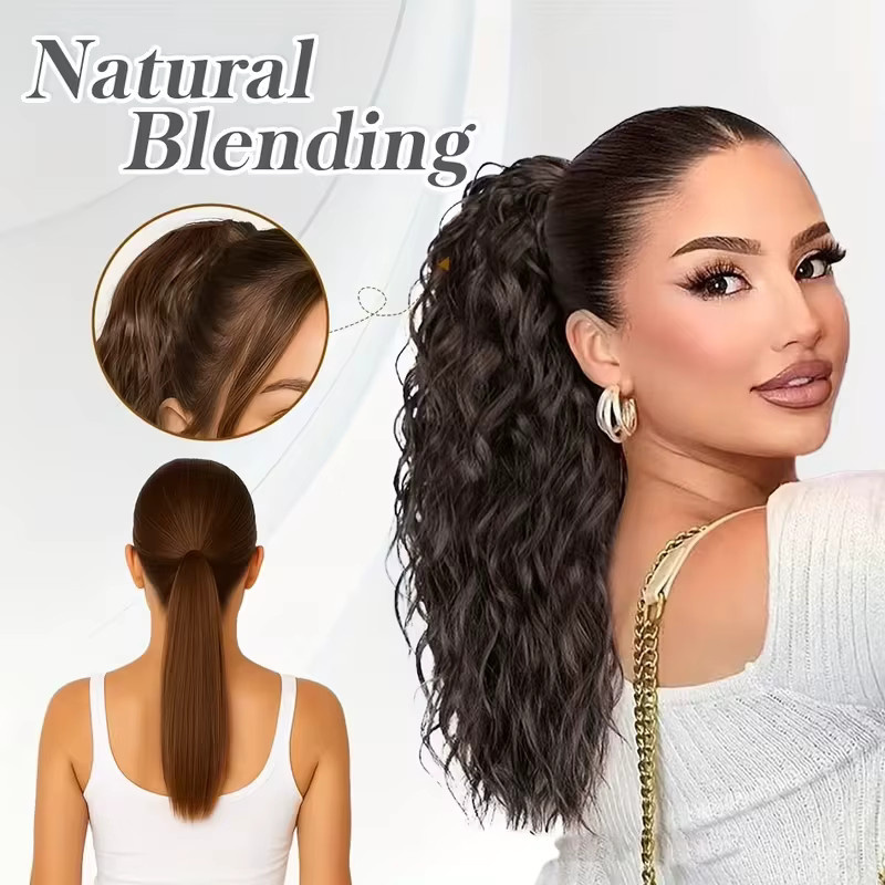 Haarverlängerung Clip-in Pferdeschwanz, synthetisch, gewellt, schwarzblond, 18 Zoll, Damen - Bild 5