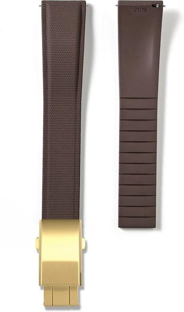 PINSENDA Uhrenarmband FKM-Gummi, Gold/Braun, 20mm 21mm 22mm, Herren - Bild 1