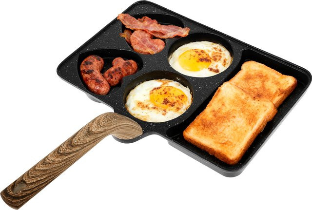 Multifunktionale 5-in-1-Bratpfanne mit 5 Fächern, antihaftbeschichtete Keramik-Pfanne in Schwarz, Durchmesser: 27,5 cm - Bild 1
