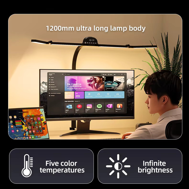 LINYILIGHT LED Monitor Lampe Schwarz mit Dimmen und Touch-Steuerung für Home Office und professionelle Aufgaben - Bild 5