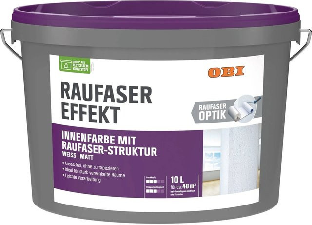 OBI Wandfarbe Raufaser-Effekt Weiß matt 10 l - Bild 1