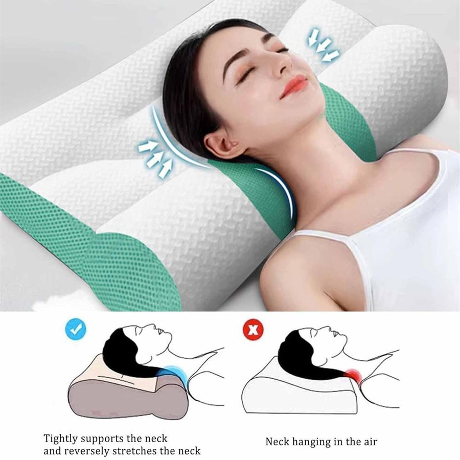 Ergonomisches Cervical-Kissen aus Memory-Schaumstoff und Gänsedaunen in Weiß - Bild 2