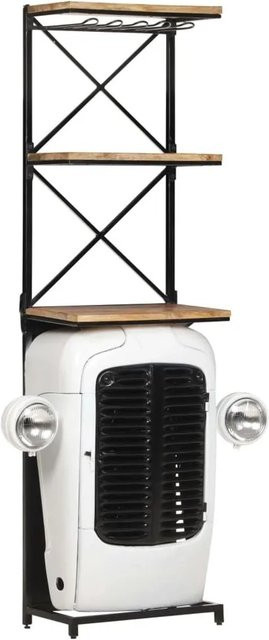 vidaXL Traktor-Weinschrank aus Mangoholz und Metall in Weiß B: 49 cm, T: 31 cm, H: 172 cm - Bild 1