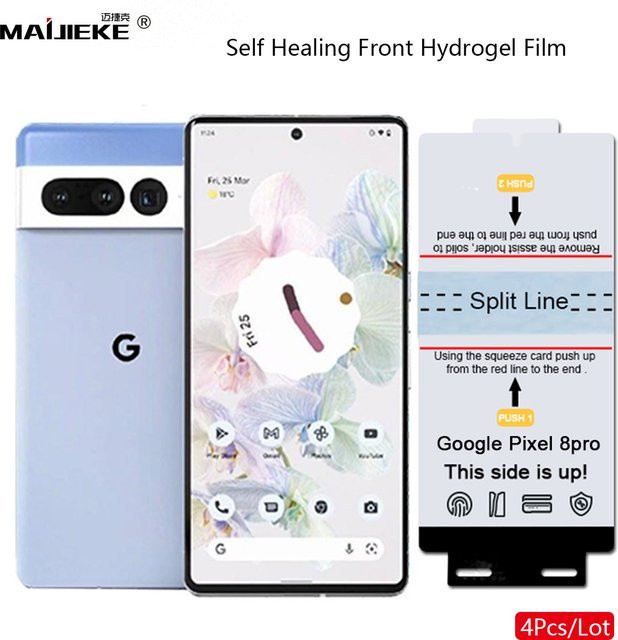 4 Stück selbstheilende Hydrogel-Displayschutzfolie für Google Pixel 9 Pro XL 8A 8 Pro 7 6 Pro 7A 6A Mattes Display-Schutzset mit Installationswerkzeug - Bild 1