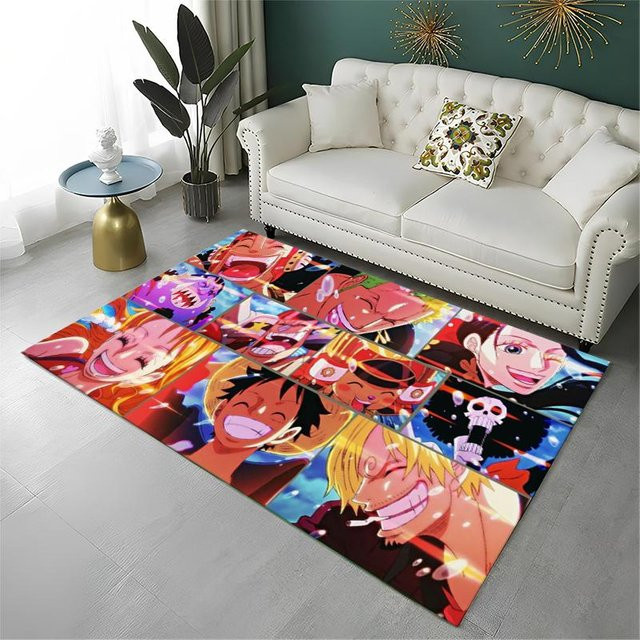 Anime Zoro One Piece Cartoon Teppich für Spielzimmer, Schlafzimmer und Wohnzimmer, rutschfeste Bodenmatte aus Polyesterflanell, B/T: 60 x 40 cm, Mehrfarbig - Bild 1