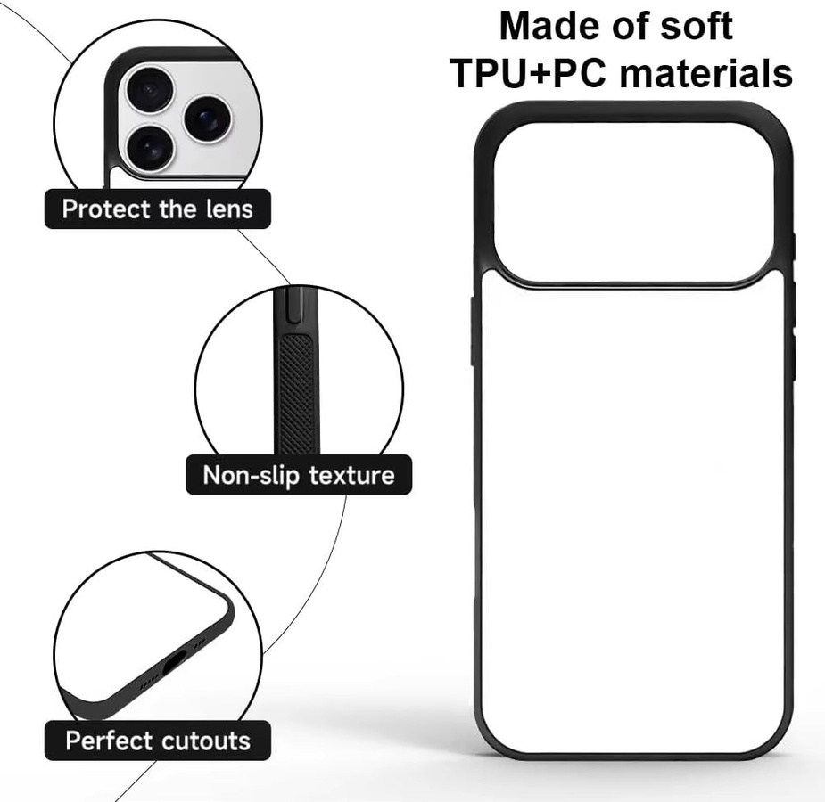 10 Stück ESINJET Sublimations-Handyhüllen Blanko-Covers für iPhone 17 Pro Max in Schwarz und Weiß, anpassbare DIY bedruckbare Anti-Rutsch-Hüllen - Bild 4