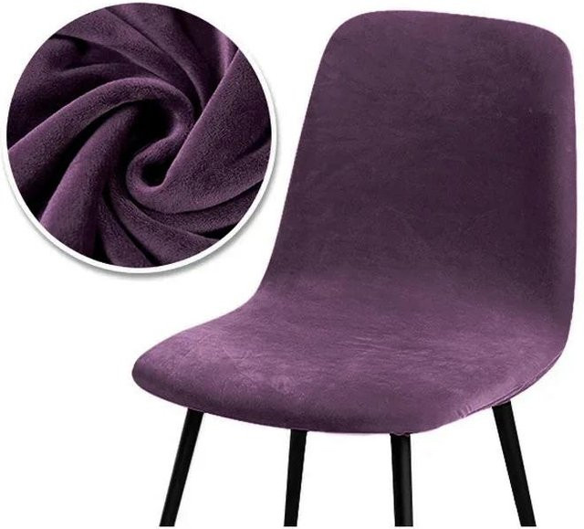 Yiran Furniture Samtige Stuhlhusse in Lila als einfarbige Sitzbezug-Abdeckung für Barhocker und Bänke - Bild 1