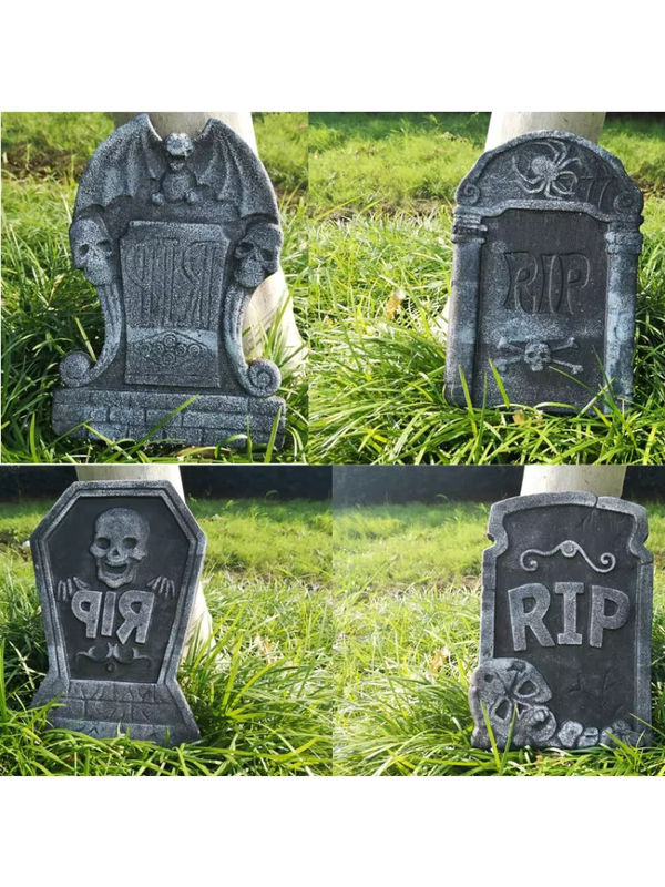4er-Set Halloween Grabsteine aus Schaumstoff und Kunststoff in Grau für die Outdoor- und Heimdekoration - Bild 7