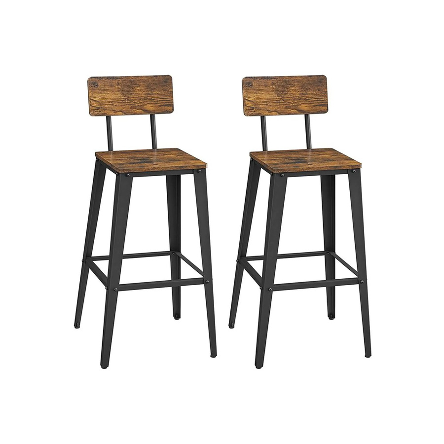 Songmics Barhocker-Set Ekho 2-teilig im Industrie-Design aus Holz und Metall, Braun-Schwarz - Bild 2
