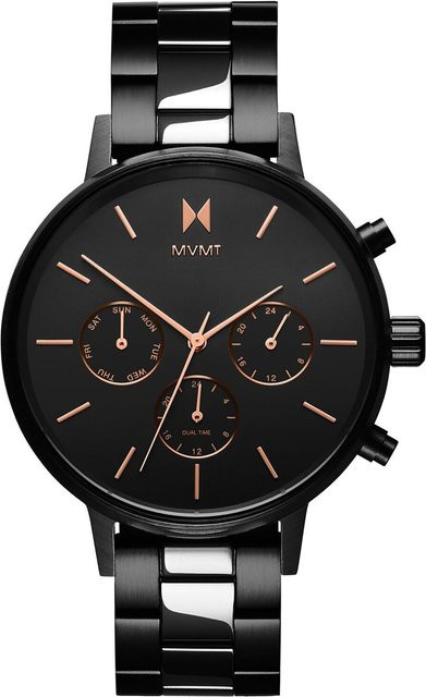 MVMT Damenuhr, Quarz, Edelstahl, Schwarz, 38 mm, 5 ATM - Bild 1