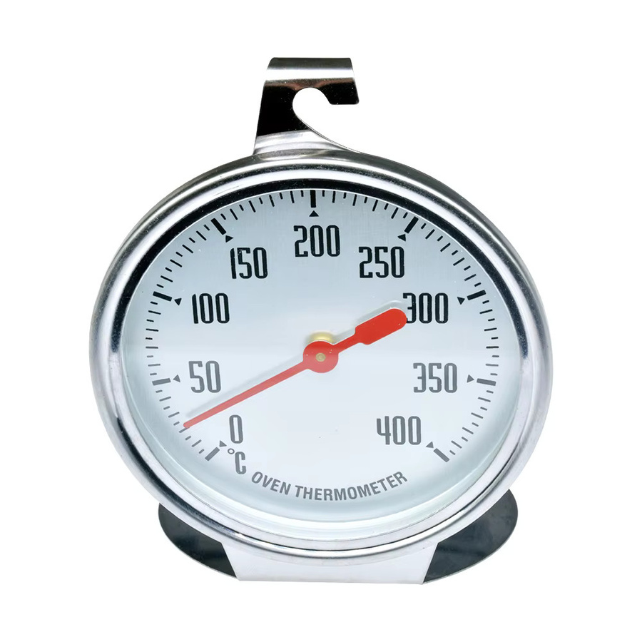Aideepen Edelstahl-Ofenthermometer mit Metall-Zifferblatt und Haken, analoges Thermometer für Backen und Grillen, Silber, 0-400 °C - Bild 2