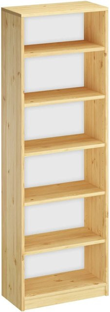 Erst-Holz Bücherregal aus Kiefer Massivholz in Weiß, H: 180 cm, B: 60 cm - Bild 1