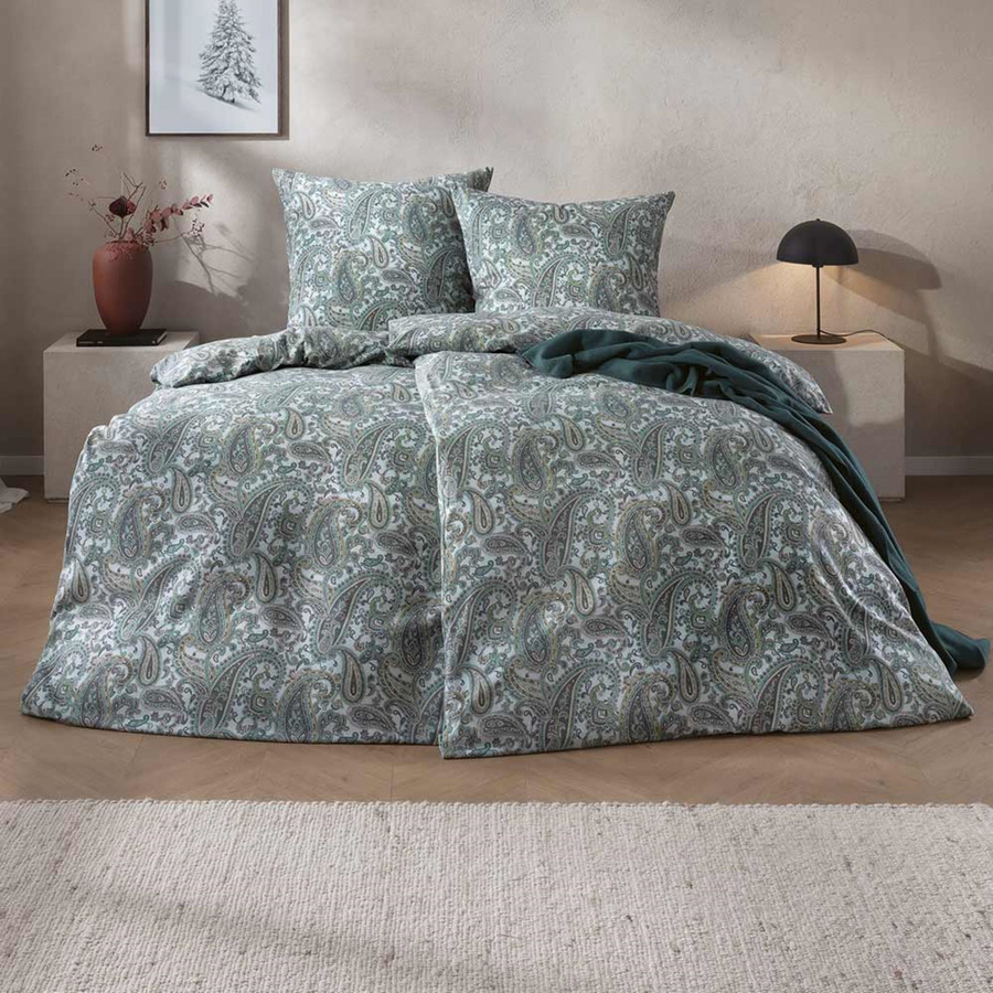 Estella Bettwäsche Lagundo aus Samt und Seide Flanell in Eisblau Paisley B/H: 135 x 200 cm - Bild 1