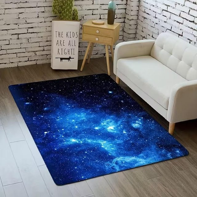 Lodestar Weltraum-Fußmatte mit Galaxien- und Planetenmotiv in Blau, B/B: 80 x 50 cm - Bild 1