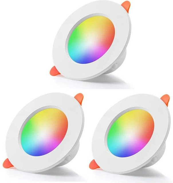 Tuya Bluetooth Smart LED Downlight Set, 3er Pack, RGB Vollfarbe dimmbar, 10W, Weiß, 3 Zoll - Bild 1
