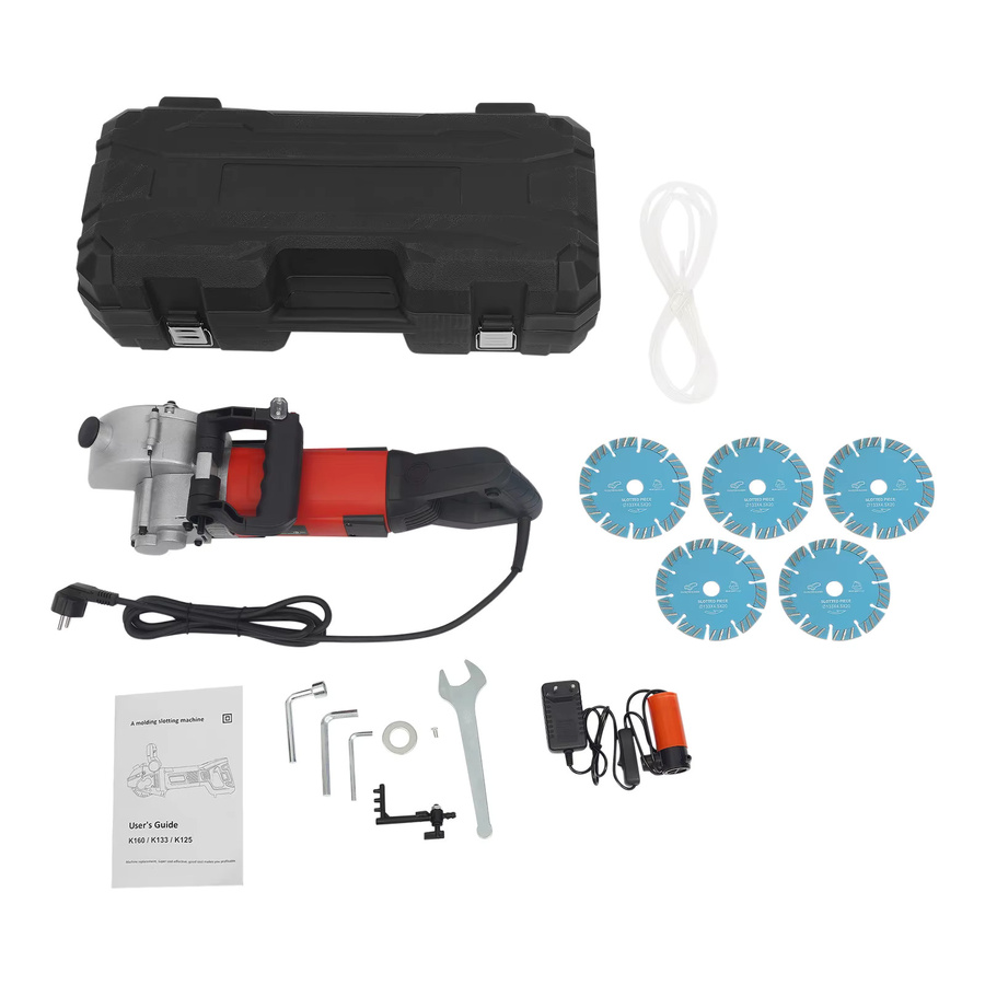 TOOL1SHOoo Elektrische Schlitzfräsmaschine 2700W Staubfreier Wandschlitzschneider und Beton-Nutfräser in Rot-Schwarz - Bild 5