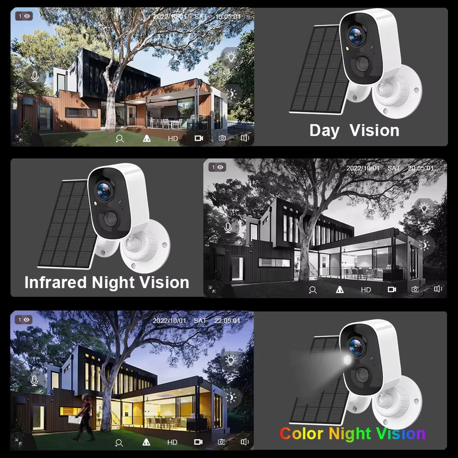 EseeCloud Drahtlose Solar Kamera mit 5MP Auflösung, Wifi Outdoor Sicherheitscamera in Weiß mit Bewegungserkennung, Scheinwerfer und Sirene - Bild 3