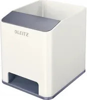 Leitz WOW Duo Colour Stifteköcher mit Soundverstärkungsfunktion und Smartphone-Fach, weiß/grau - Bild 1