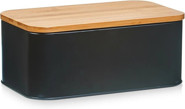 Zeller Brotkasten mit Bambusdeckel in Schwarz, B/T/H: 30,5 x 18,0 x 12,5 cm - Bild 1