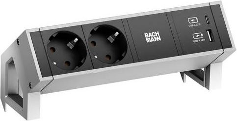 Bachmann Steckdosenleiste in Schwarz mit USB-A und USB-C Anschlüssen - Bild 1