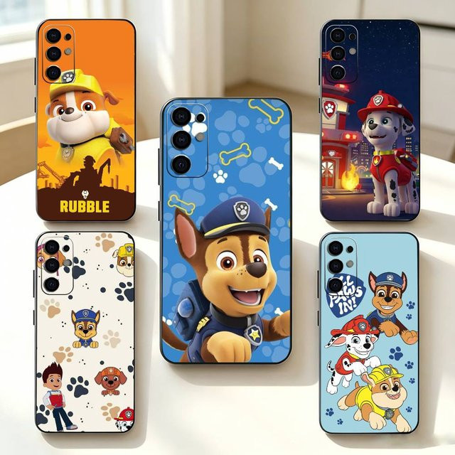 Cartoon PAW Patrol Handyhülle für Samsung Galaxy S25 S24 S23 S22 S21 S20 Ultra Plus FE Lite Note 10 in Schwarz und Multicolour - Bild 1