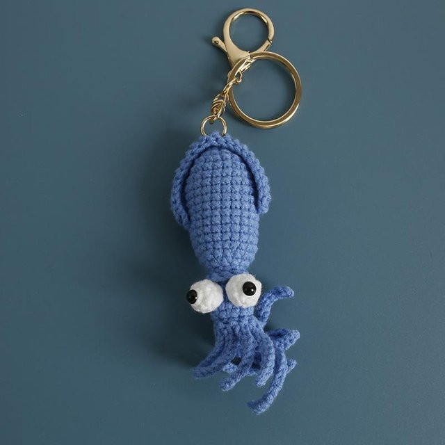 Schlüsselanhänger Tintenfisch, handgemacht, black, Unisex - Bild 1