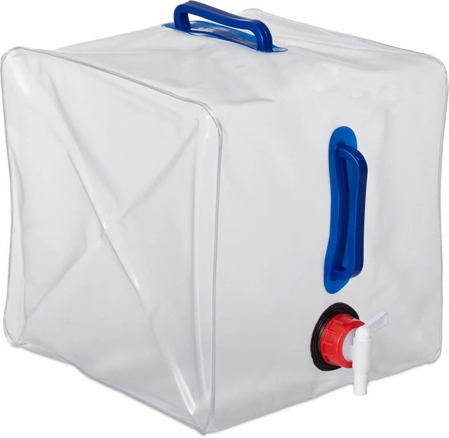 Relaxdays Wasserkanister 4er Set aus Kunststoff, faltbar und BPA-frei, Farben: Transparent Blau und Rot, Volumen: 20 l pro Kanister, B/T/H: 29 x 27 x 31 cm - Bild 1