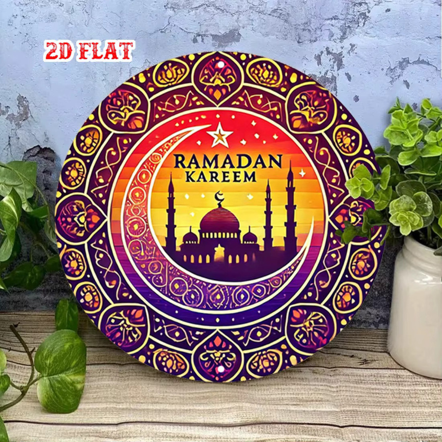 CIFBUY Ramadan Halbmond Wandkunst aus Metall mit arabischer Kalligraphie und Mandala-Design in Multicolour - Bild 2