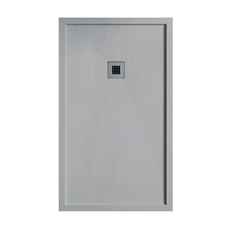 Stano Mineralguss Duschwanne Extra Flach mit Rand in Sarin Grau, B/T: 80 x 90 cm - Bild 2