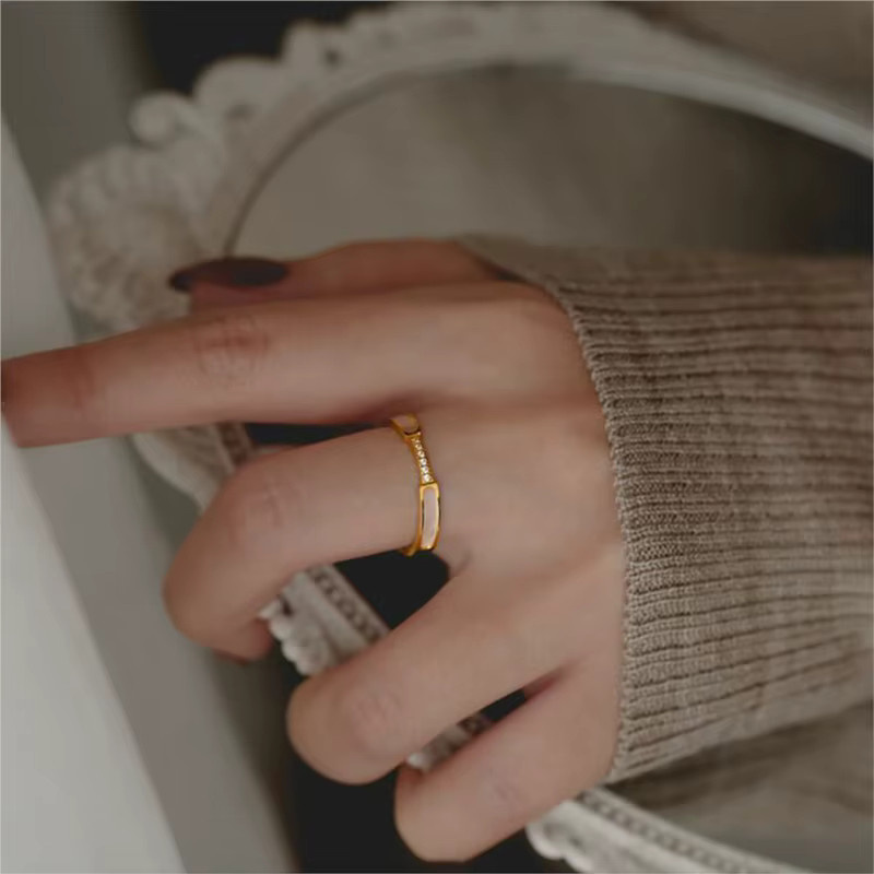 ANENJERY Ring, Edelstahl, Gold, Zirkonia, Damen - Bild 2