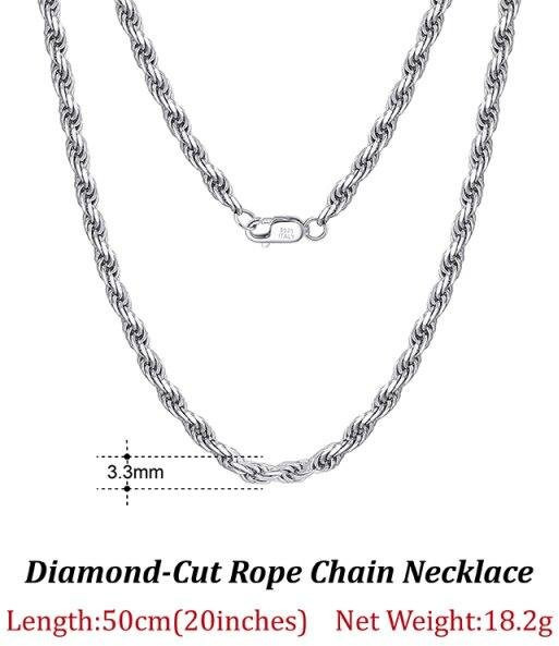 YIRAN Jewelry Halskette 925 Sterling Silber, Diamantschliff, Unisex - Bild 1