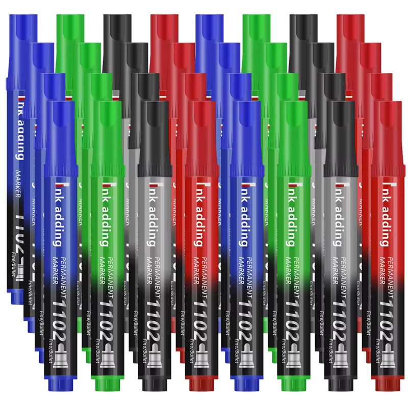 Permanent Marker Set mit feiner Spitze und wasserfester Tinte in Schwarz, Blau und Rot, Strichstärke 2-3 mm - Bild 5