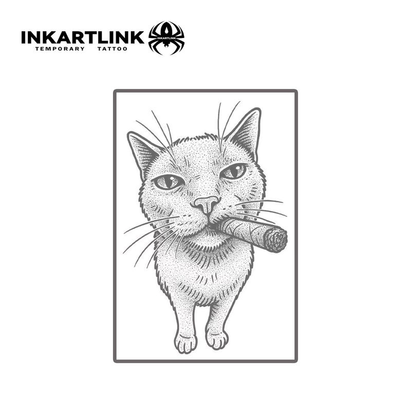 INKARTLINK Zigarren-Kätzchen-Tattoo-Pflaster, wasserfest - Bild 3