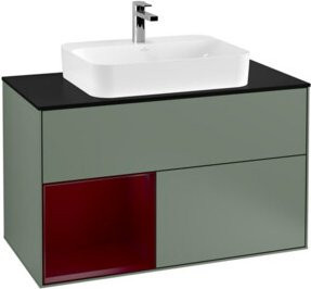 V&B Finion Waschtischunterschrank mit LED-Beleuchtung und Regalelement, Wandmontage, Lackiert, Breite: 100 cm - Bild 1