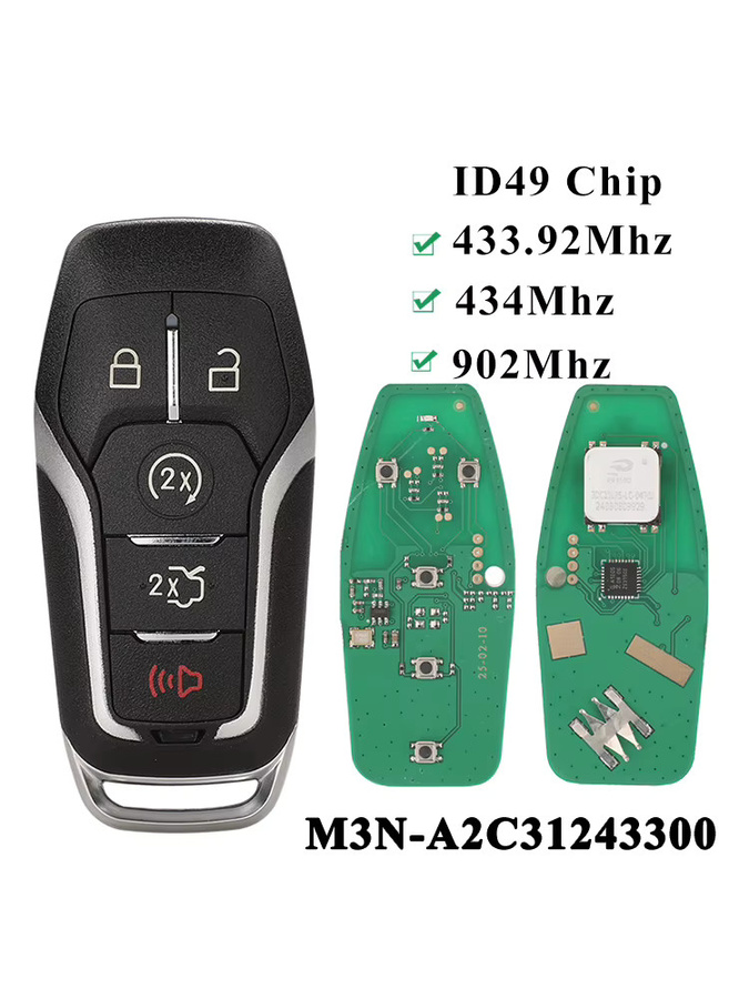 ID49 Smart-Fernbedienungsschlüssel für Ford Fusion Explorer Edge Mustang F150 F250 Lincoln MKC MKX Nautilus 2015+ in Schwarz (433,92/434/868/902MHz) - Bild 5