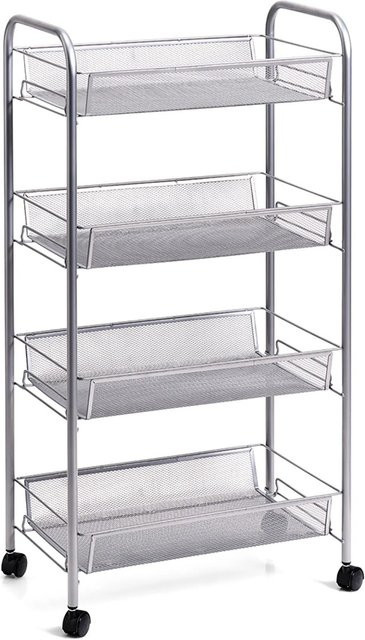 Zeller Rollwagen Mesh 4-lagig Silber H: 83,5 cm, B: 26 cm, T: 42,5 cm - Bild 1