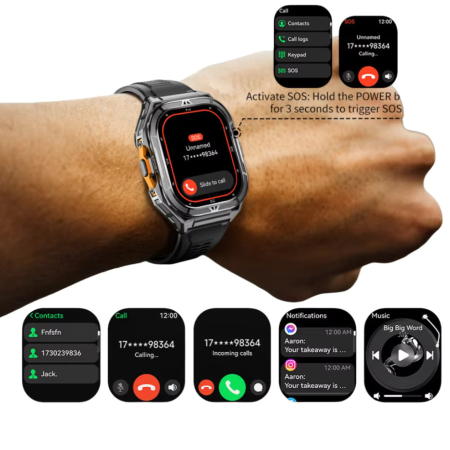 Leadoys X5 GPS-Smartwatch für Herren in Schwarz mit Herzfrequenzmesser und 5 ATM Wasserdichtigkeit für Sport und Outdoor - Bild 4