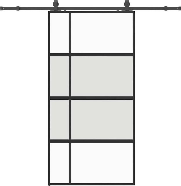 vidaXL Schiebetür aus Hartglas mit Beschlag in Schwarz, B: 102,5 cm, H: 205 cm - Bild 1