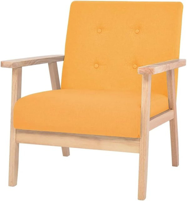 vidaXL Sessel in Gelb mit Stoffbezug und Holzgestell im Mid-Century Design, B/T/H: 73,5 x 67,0 x 64,5 cm - Bild 1