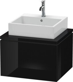 Duravit Waschtischunterschrank L-Cube in Schwarz Hochglanz für Konsole mit 1 Auszug, B: 62 cm, T: 54,7 cm, H: 40 cm - Bild 1