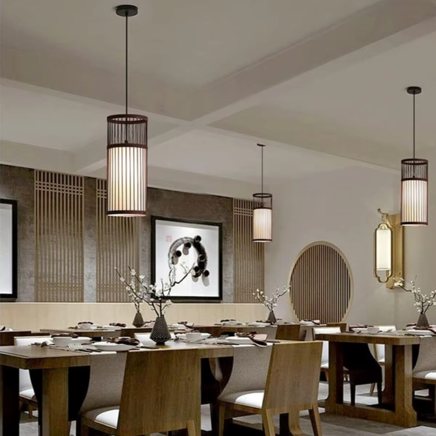 JOYINLED Japanische Bambus-Deckenleuchte im Laternenstil, handgewebter Kronleuchter für Wohnzimmer und Schlafzimmer, Warmweiß - Bild 4