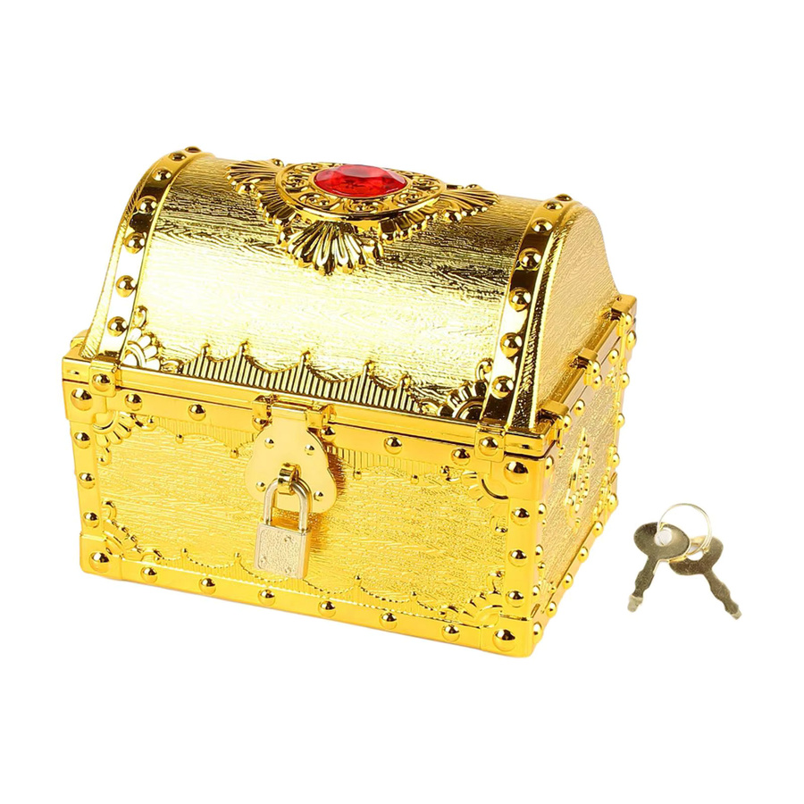 Homyl Piraten Schatzkiste aus Metall in Gold als dekorative Vintage Brust Box für Kinderpartys - Bild 2