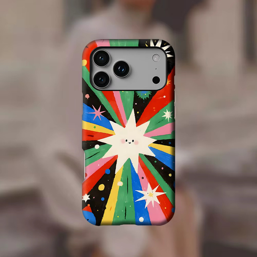Potdemiel Handyhülle mit Regenbogen-Sternenexplosion für iPhone 17 16 15 14 13 Pro Max Plus, magnetisch, robust, mehrfarbig - Bild 3
